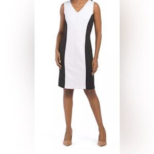 T Tahari studded color block dress size M NWT